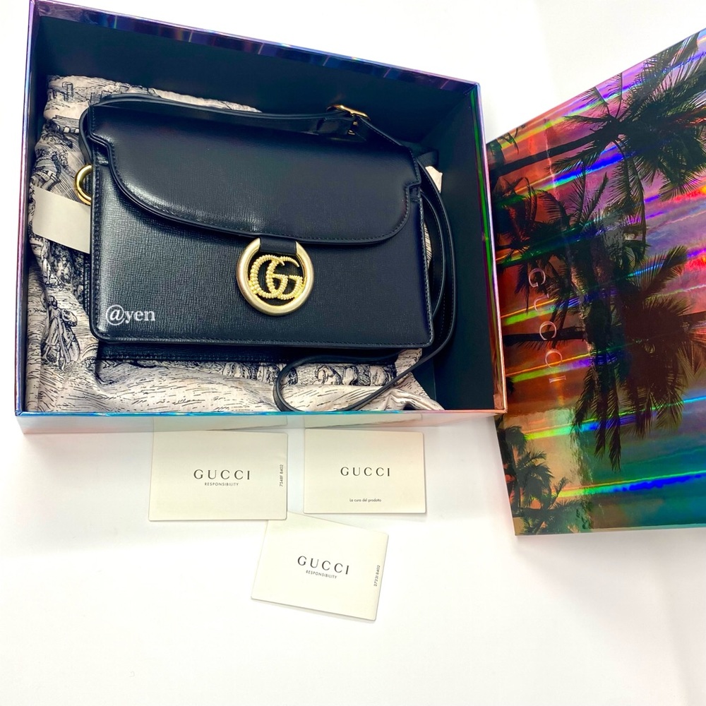 Gucci GG ring Azalea Michel print nero shoulderbag